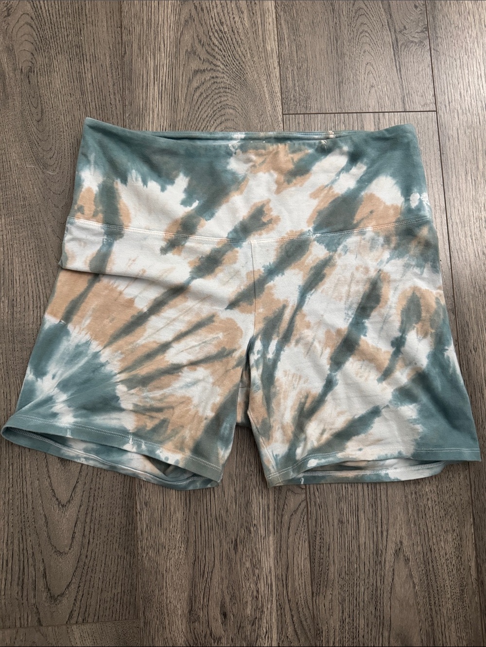 PINK Victoria's Secret Tie-Dye High Waist Bike Shorts - Blue & Tan